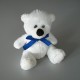 Peluche Ours blanc avec noeud papillon bleu Taille 23 cm