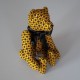 Peluche artisanale Ours en tissus jaune et noir Taille 25 cm - NEUF