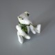 Peluche artisanale Ours en tissus blanc et vert Taille 25 cm - NEUF