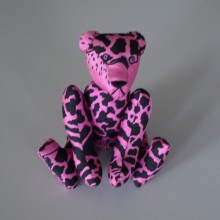 Peluche Ours en tissu rose et noir * NEUF