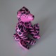 Peluche artisanale Ours en tissus rose et noir Taille 25 cm - NEUF