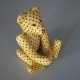 Peluche artisanale Ours en tissus jaune a pois Taille 25 cm - NEUF