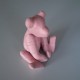 Peluche artisanale Ours en tissus rose Taille 25 cm - NEUF