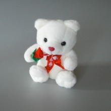 Peluche Ours blanc avec une rose rouge Taille 18 cm