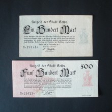 Billet de banque : 100 et 500 Mark Gotha ALLEMAGNE 1922