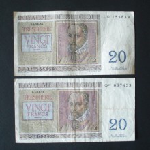 Billet de banque : 20 Francs de BELGIQUE année 50