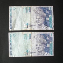 2 Billets de banque : 1 Ringgit MALAISIE 1988