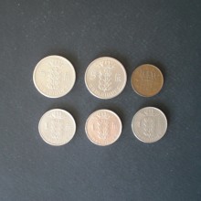 6 pièces en Franc de BELGIQUE de 1953 à 1978