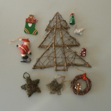 Lot de 9 décorations de Noel en bois