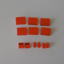 Lot de 12 pièces : plan incliné rouge LEGO