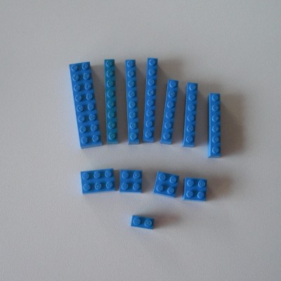 Lot de 12 pièces : plan incliné 2 bleu LEGO