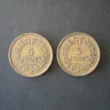 2 pièces 5 Francs FRANCE de 1946