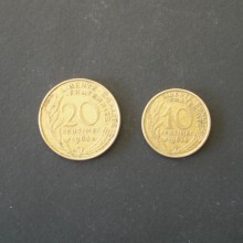 2 pièces 10 et 20 Centimes FRANCE de 1963