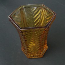 Vase en verre brun a feuillage Années 50