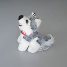 Peluche Chien chiot husky blanc et gris DNG Taille 16 cm