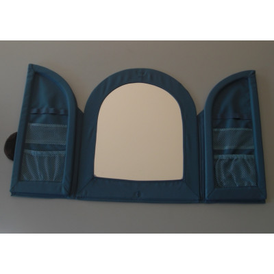 Un Miroir En Textile Bleu Avec 2 Portes Et Des Rangements Marque Ikea