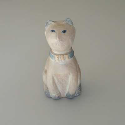 Statuette en bois Chat assis Taille 25 cm