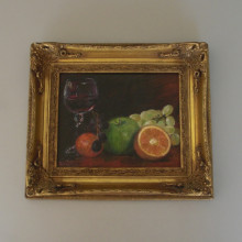 Tableau Vin et fruits par Joao TEIXEIRA 31x36 cm