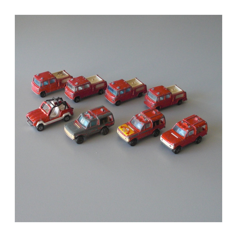 Lot de 8 miniatures camions de pompiers marque Majorette Echelle 1:62e