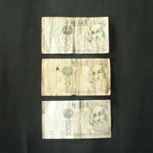 3 Billets de banque : 1.000 Lires ITALIE 1982