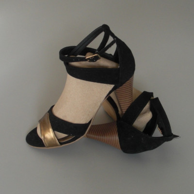 Sandales daim noir et cuir or ETAM Taille 38