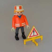 PLAYMOBIL Homme ouvrier avec gilet en Gris et Orange de 1992