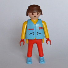 PLAYMOBIL Homme avec gilet PRESSE TViS en Jaune Bleu et Rouge de 1992