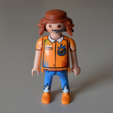 PLAYMOBIL Homme avec micro en Orange et Bleu de 1996