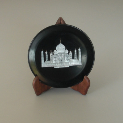 Assiette en marbre et marqueterie du TAJ MAHAL