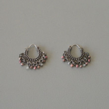 Boucles d'oreilles a perles bicolores