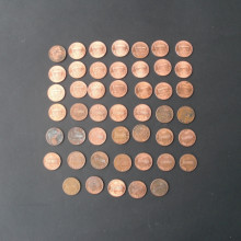 47 pièces 1 cts de Dollar ETAT UNIS de 1973 à 2019