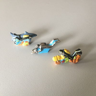 Trois fèves miniatures céramiques COUSTEAU