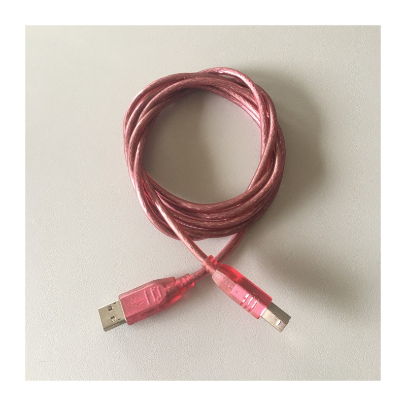 Cable de raccordement couleur rose modèle : USB Type A vers USB Type B