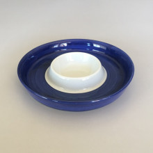 Assiette à compartiment en céramique bleu et blanc