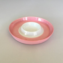 Assiette à compartiment en céramique rose et blanc