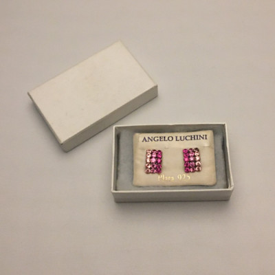 Boucles d'oreilles argent et strass rose Angelo LUCHINI