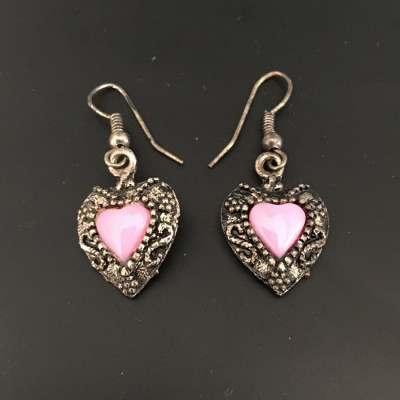 Boucles d'oreilles coeur rose