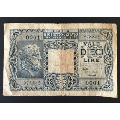 Billet de banque : 10 Lire Italie 1944