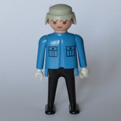 Un personnage PLAYMOBIL Homme Policier couleur Bleu et Noir 1974 2ème série