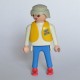 Un personnage PLAYMOBIL Homme avec gilet FAN CLUB couleur Blanc et Bleu de 1990