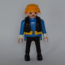 Un personnage PLAYMOBIL Homme avec gilet couleur Bleu et Noir de 1997