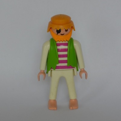 PLAYMOBIL Homme barbu naufragé en gilet, Blanc Rose et Vert de 1989